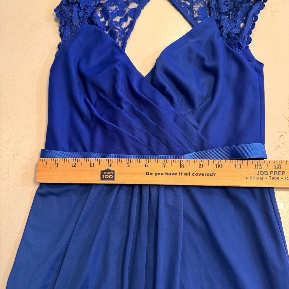 davids bridal bridesmaid dress‎ horizon blue size 2  Lace Back - Picture 6 of 8